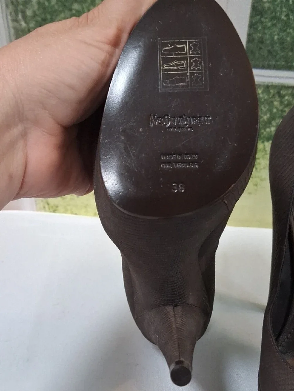 ​Yves Saint Laurent Tribtoo Brown Leather Platform Pumps EU 38 US 7.5-8 YSL